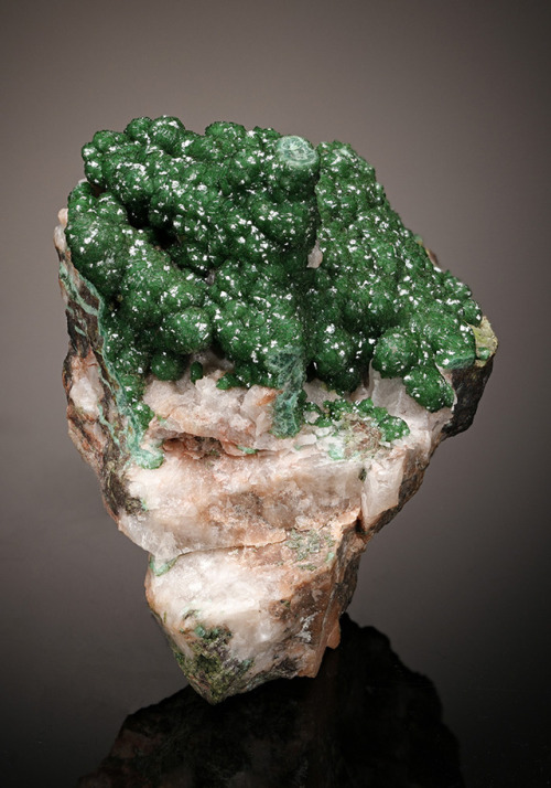 Cuprian Adamite on Dolomite matrix - Tsumeb Mine, Tsumeb, Otjikoto Region, Namibia