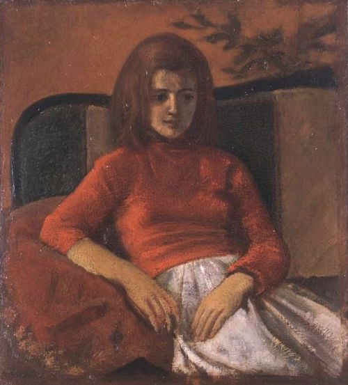 Frédérique with Red Sweater   -  Balthus   1955French  1908-2001Oil on canvas