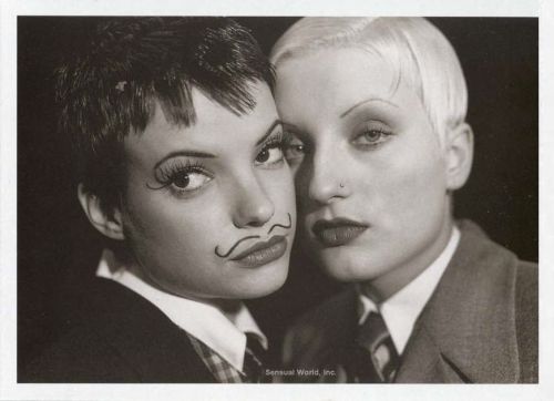 kristalknobb: Women Dressed as Men Moustache SISLEY Postcard Lesbian Woman Berlin