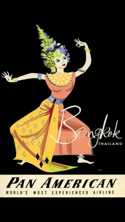christinerod:  Bangkok, Thailand and Pan Am Airlines vintage travel poster 
