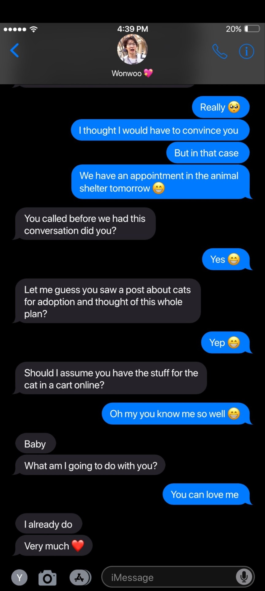 A Text Conversation With Your Bf!Wonwoo