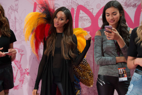 Joan Smalls and Kelly Gale @ the VSFS 2014 rehearsal.