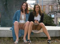 showoffpictures:  Two upskirt cuties  Nice