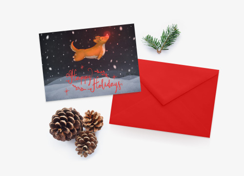 “The Red-Nosed” Corgi” - my holiday corgi card (and my very first holiday card&hellip; ever!) and il