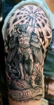 tattoosnyc:  Saint Michael by Joe Westcott Inkfingers Galway http://ift.tt/1vKsg5W