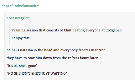 lokiistrulydesperate:  A masterpost of some of my favourite Avengers head canons,