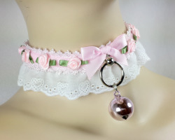 Kitten-Sightings:  Pink Roses And White Laced Kitten Collar $18.00Available For Vip