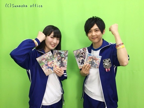 Kaji Yuuki (Eren) and Ishikawa Yui (Mikasa) pose in athletic uniforms and highlight the Shingeki! Kyojin Chuugakkou DVDs and soundtrack after their Nico Nico livestream session today!ETA: More images added from Ishikawa Yui’s blog!