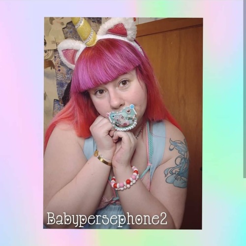 Repost of @babypersephone2 enjoying her custom Sprinkle the Frilly Fill adult pacifier  Wanna be lik