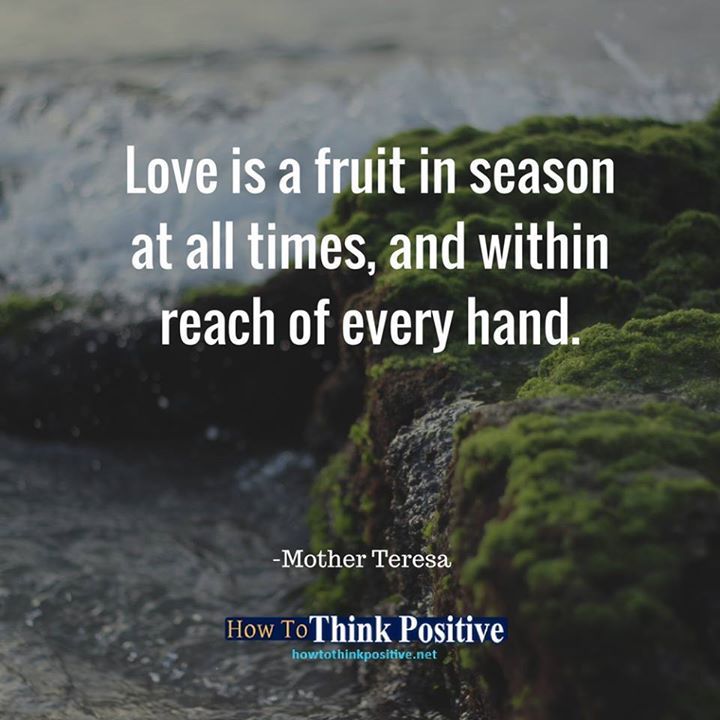 thinkpositive2:  Love is a fruit in season at all times, and within reach of every
