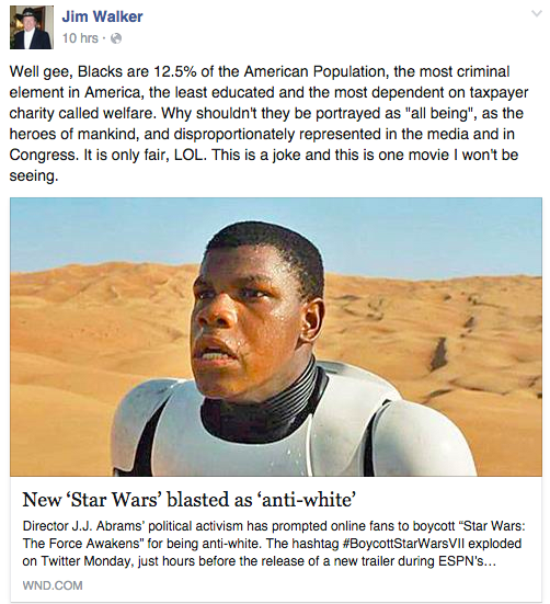 daji-ruhu:  exposingonlineracists:  I pretty much ignored the Boycott Star Wars VII