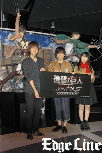 SnK News: SnK Seiyuu at Tokyo Joypolis 2017Kaji Yuuki (Eren) dresses up as Mikasa before his surprise appearance with Ishikawa Yui (Mikasa) at the opening of Tokyo Joypolis’s 2017 SnK collaboration!Update: More images of Kaji Yuuki and Ishikawa Yui’s