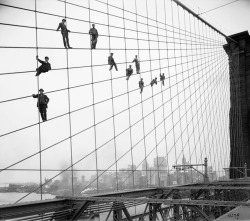 history-inpictures:   Painters on the cables