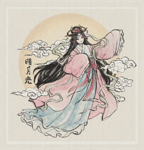 Moon Goddess Chang e :D&ndash;Edit: forgot to flip the robe folding when i flipped the image! should