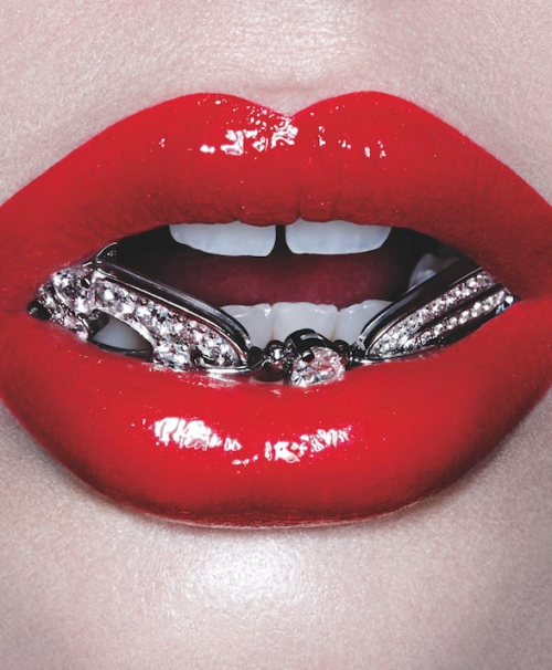 lenadreamsingold:  bad-dominicana:  mariavontraphouse:  deliciouskaek:  velved:  Grillz by Christian Ferretti for Interview Magazine April 2013  yo, fuck Christian Ferretti wasn’t this considered “ghetto” “tasteless” and “low class” just