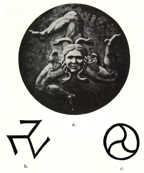 vulturehooligan:    a. and b. This famous symbol is known as the Trinacria or Triskelion