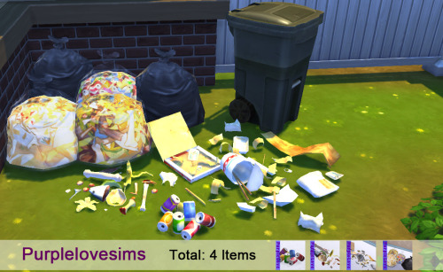 purplelovesims:Garbage Set (S4CC)Credit to  MMD [キャベツ鉢] ゴミ箱セットver1.0 - free 3D modelDownload
