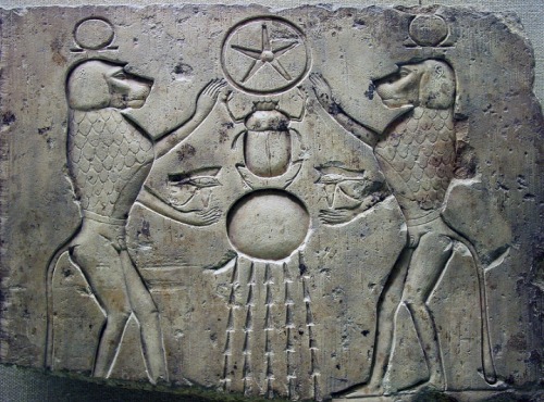 thatlittleegyptologist: mirekulous: Sun god Ra, Khepri and baboons, often associated with the sun be