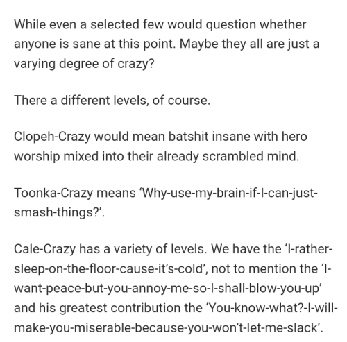 The Different Levels Of Crazy In TCF