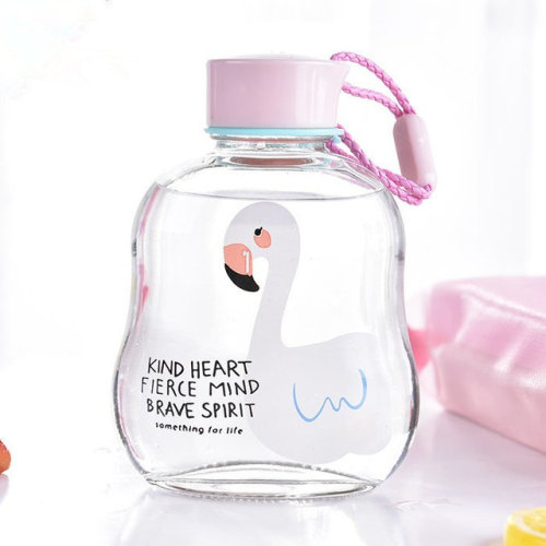 permanentfilemugglethings: KindEditor Water Bottle Fresh Cartoon Flamingo Pattern Portable Bottle Cu