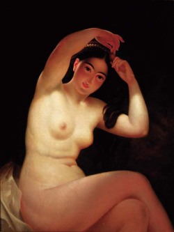 Artbeautypaintings:a Naked Maiden Combing Her Hair - Carl Timoleon Von Neff