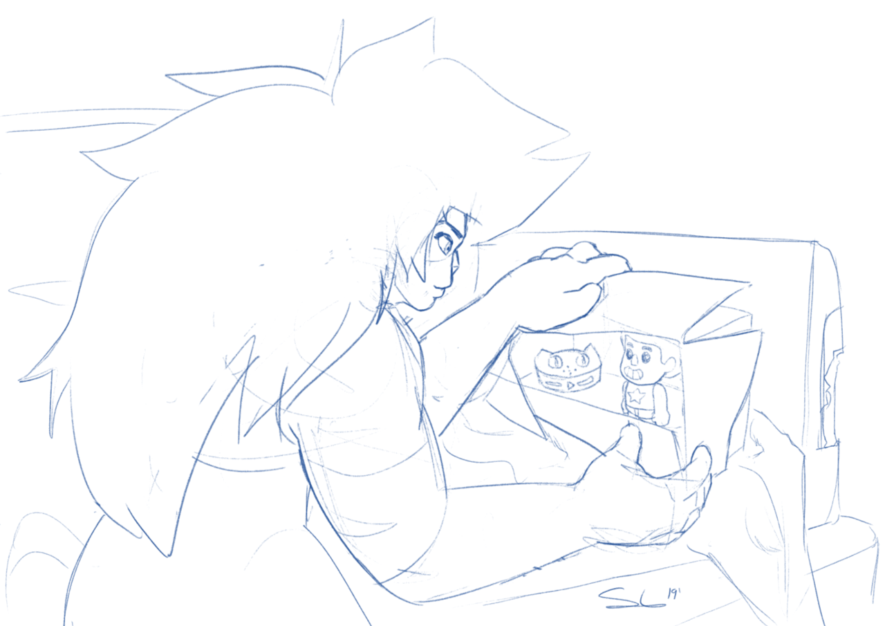 slhonesketch:Jasper hiding merchandise of Steven.I wonder how Jasper will behave