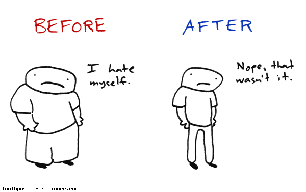 feminist77:  toothpastecomics:  Before and after. From Toothpaste For Dinner  I forgot