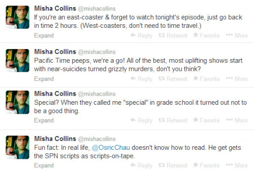 heavenandhellcastiel:   Misha live tweeting “Heaven can’t wait”   