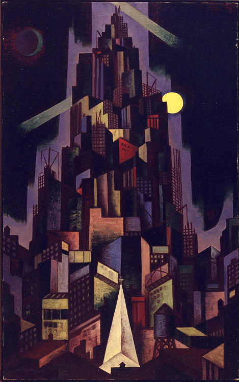 babelziggurat:Metropolis. Emil Bisttram ~  1929 Two years after Fritz Lang’s movie Metrop