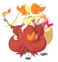 dedoarts:  Rena the Delphox :3 Today she just evolved! What a pretty foxy lady!  &lt;3