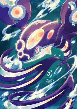 leav-art:  primal kyogre! i was feeling really