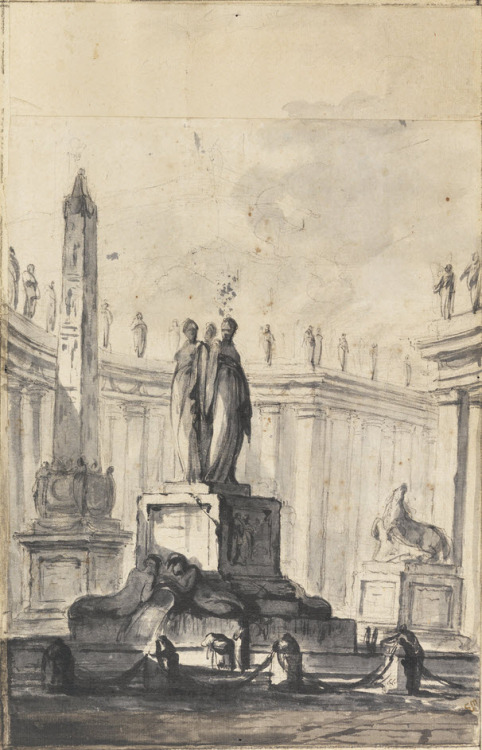 Architectural Fantasy with Fountain and ObeliskLouis-Joseph Le Lorrain (French; 1715–1759)ca. 1745Bl