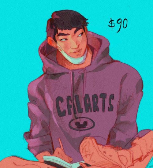 noodlemanjpg: hi hi hello im opening portrait commissions!trad sketch is $50digitally colored is $90