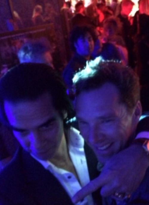 I love this photo of #NickCave and #BenedictCumberbatch, two soulful spirits who just met tonight fo