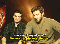 thatfunnyblog:  Josh Hutcherson and Liam Hemsworth on Jennifer Lawrence after winning