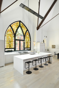 mymodernmet:  Giant Stained Glass Window Church is Converted into a Modern Family Home 