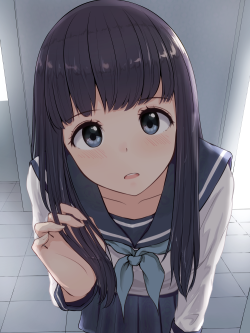 onodorable:  髪が気になる女の子