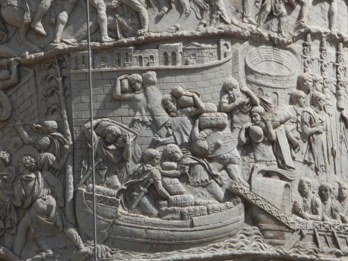romegreeceart:Trajan’s ColumnRomans are disembarking after crossing the Danube RiverRome, July 2012