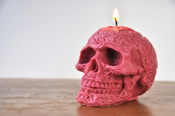 cute-thangsss:  white skull candlepink skull candleskull candle trio