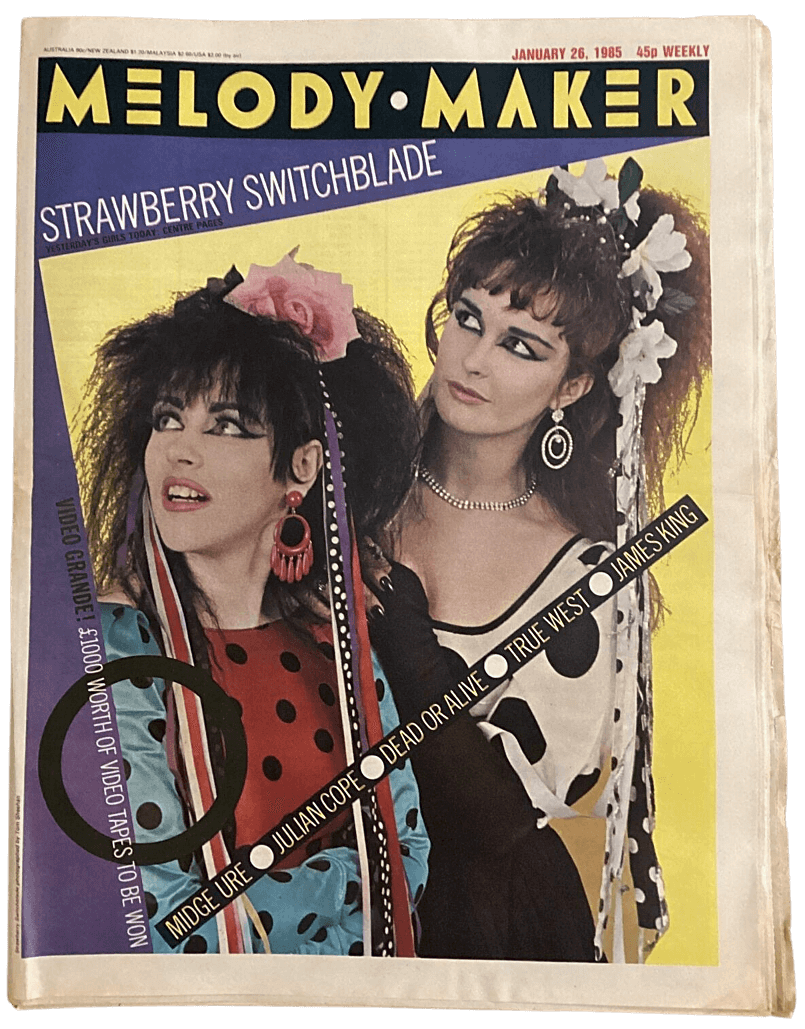 <p>Strawberry Switchblade on the front cover of Melody Maker Jan 26 1985</p>