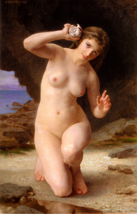 nulladiessinelinea:Femme au Coquillage French for Woman with Shell William Adolphe Bouguereau (William Bouguereau) Oil on canvas 1885