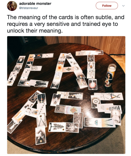 magicianmew: brownnesscrew: LMAOOOO The cards can give you a gentle, guiding hand when you are confu