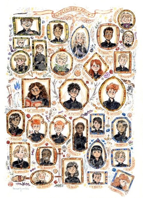 beastlyworlds: Dumbledore’s Army! I’d been wanting to do another watercolour portrait wa