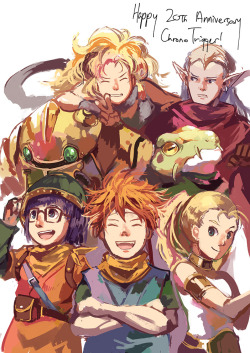 garmmy:a quick drawing of the chrono trigger cast! for chrono trigger’s 20th anniversary tomorrow :)i only played chrono trigger a couple of years back, but it was an awesome game!! i loved the characters and the graphics/music, and cheesy time-travel