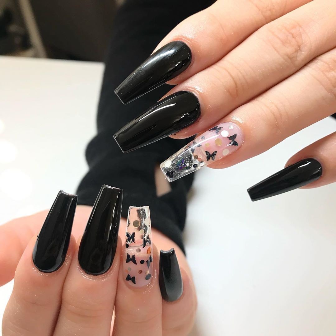 Black bling nails Swarovski crystals Nail Art Design | Crystal nails, Bling  nails, Acrylic nail designs
