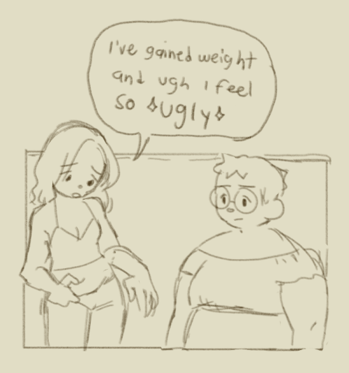 lesbiacebian:daftpatience:this post reminded me of this ~scenario~ that happens to me and other fat folks quite often! thin folks that are our friends, support fat folks, but haven’t quite had the time or chance or willingness to unlearn fatphobic ideas