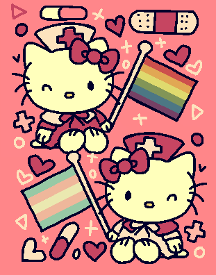 puzzlebot:  nurse hello kitty said gay and trans rights warm flag edits belong to @aroaesflags