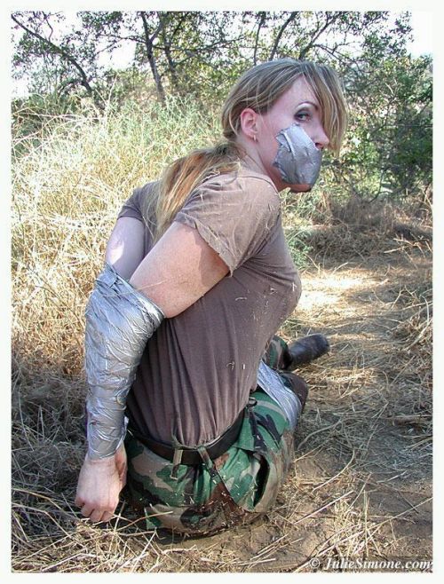 During her survival training, Jane was duct taped very securely and left out in the woods near a tra