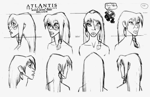 Princess Kida model sheets for Atlantis: The Lost Empire (2001)