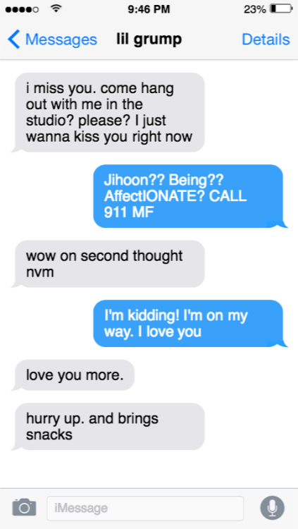 Texts between Woozi of seventeen and his trans and gay bf. Hope you like it!! I feel like I got some